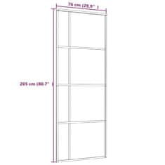Vidaxl Drsna vrata mlečno ESG steklo in aluminij 76x205 cm črna