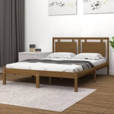 Greatstore Okvir za posteljo, medeno rjava, masivni les, 200 x 200 cm