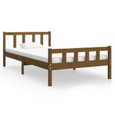 Greatstore Okvir za posteljo, medeno rjava, masivni les, 90 x 200 cm