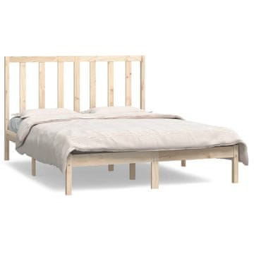 Vidaxl Posteljni okvir brez vzmetnice 135x190 cm trdna borovina