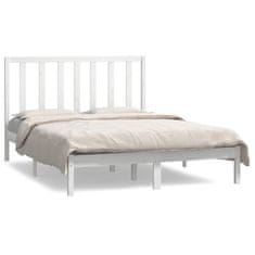 Vidaxl Posteljni okvir bel iz trdne borovine 135x190 cm 4FT6