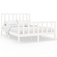 shumee Okvir za posteljo, bel, masivni borov les, 160 x 200 cm
