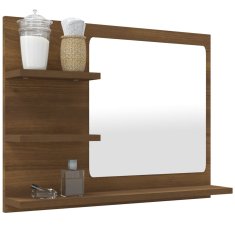 Vidaxl Kopalniško ogledalo rjavi hrast 60x10,5x45 cm konstruiran les
