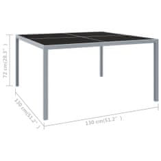 shumee Vrtna miza, 130x130x72 cm, siva, jeklo in steklo