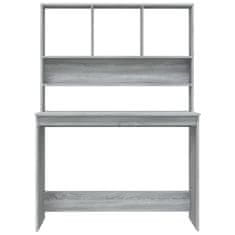 Vidaxl Pisalna miza s policami, hrast sonoma siva, 110x45x157 cm