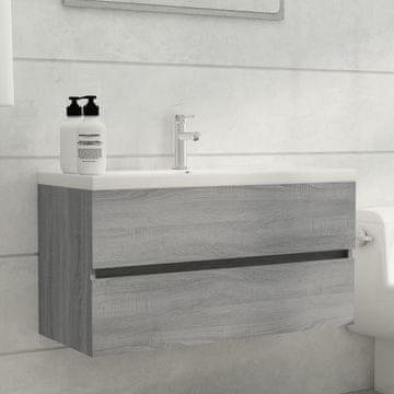 Vidaxl vidaXL Omarica za umivalnik, siva, hrast sonoma, 90x38,5x45 cm