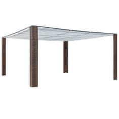 Vidaxl Paviljon s streho poli ratan 400x400x200 cm rjav in krem