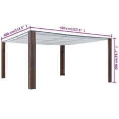 Vidaxl Paviljon s streho poli ratan 400x400x200 cm rjav in krem