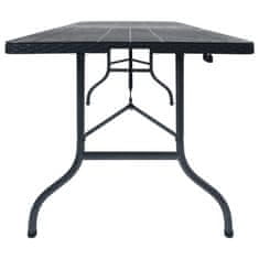 Vidaxl Zložljiva vrtna miza 180x75x72 cm HDPE imitacija ratana