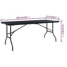 Vidaxl Zložljiva vrtna miza 180x75x72 cm HDPE imitacija ratana