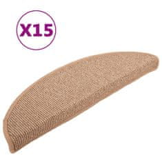 Vidaxl Preproge za stopnice 15 kosov svetlo rjave 56x17x3 cm