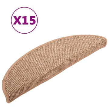Vidaxl Stopniščne preproge 15 kosov 56x17x3 cm svetlo rjave polkrožne