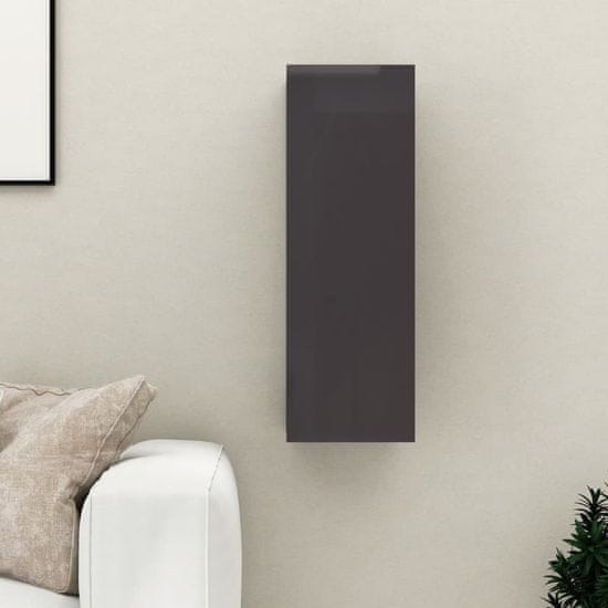 Vidaxl TV omarica visok sijaj siva 30,5x30x90 cm iverna plošča