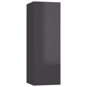 Vidaxl TV omarica visok sijaj siva 30,5x30x90 cm iverna plošča