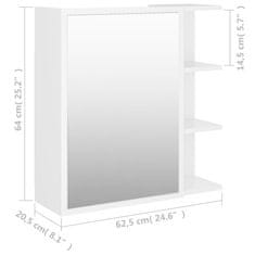 shumee Kopalniška omarica z ogledalom bela 62,5x20,5x64 cm