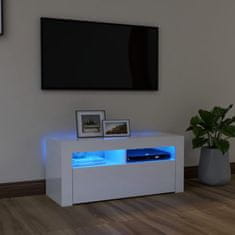 Vidaxl TV omarica z LED lučkami visok sijaj bela 90x35x40 cm