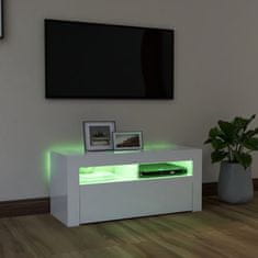 Vidaxl TV omarica z LED lučkami visok sijaj bela 90x35x40 cm