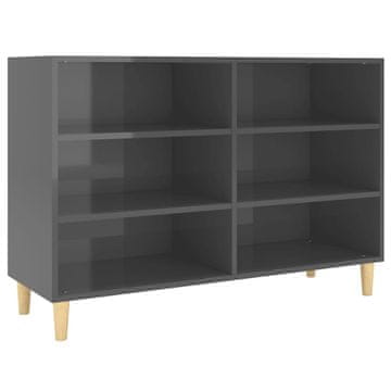 Vidaxl Komoda visok sijaj siva 103,5x35x70 cm iverna plošča