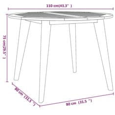 Greatstore Vrtna miza Ø110x75 cm trden akacijev les