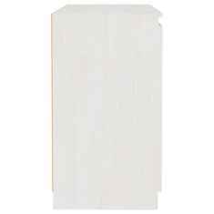 Vidaxl Stranska omarica bela 60x36x65 cm trdna borovina