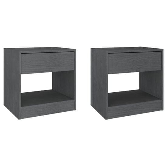 Greatstore Nočna omarica 2 kosa siva 40x31x40 cm trdna borovina