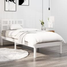 Vidaxl Posteljni okvir bel iz trdnega lesa 90x190 cm 3FT