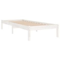 Vidaxl Posteljni okvir bel iz trdnega lesa 90x190 cm 3FT