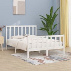 Vidaxl Posteljni okvir bel iz trdnega lesa 150x200 cm 5FT