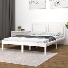 Vidaxl Posteljni okvir bel iz trdnega lesa 140x200 cm