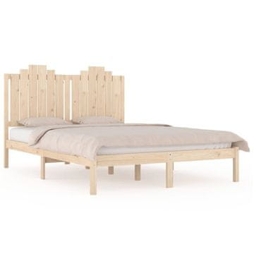 Vidaxl Posteljni okvir iz trdne borovine 135x190 cm