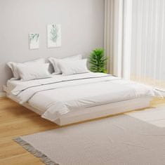 Vidaxl Posteljni okvir bel iz trdnega lesa 160x200 cm