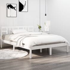 Vidaxl Posteljni okvir bel iz trdnega lesa 180x200 cm 6FT