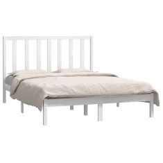 Vidaxl Posteljni okvir bel iz trdne borovine 135x190 cm 4FT6