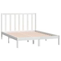 Vidaxl Posteljni okvir bel iz trdne borovine 135x190 cm 4FT6