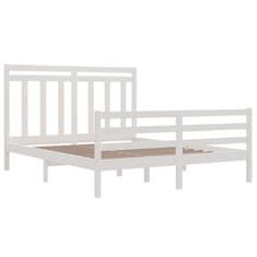 Vidaxl Posteljni okvir bel iz trdnega lesa 160x200 cm