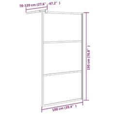 Vidaxl Pregrada za tuš 100x195 cm delno motno ESG steklo črna
