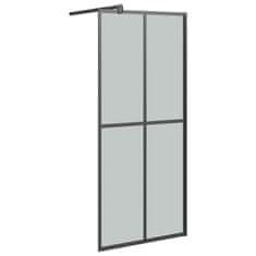 Greatstore Pregrada za tuš s polico črna 90x195 cm ESG steklo in aluminij