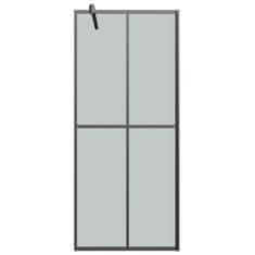Vidaxl Pregrada za tuš s polico črna 80x195 cm ESG steklo in aluminij