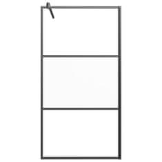 Vidaxl Pregrada za tuš 100x195 cm delno motno ESG steklo črna