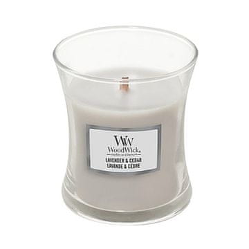 Woodwick Sveča ovalna vaza , Sivka in cedra, 85 g