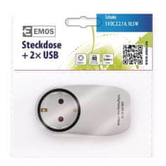 Emos P0072 vtikač, 2x USB EURO Schuko