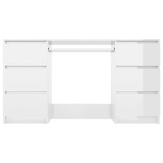 Greatstore Pisalna miza visok sijaj bela 140x50x77 cm iverna plošča