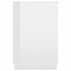 Vidaxl Pisalna miza visok sijaj bela 140x50x77 cm iverna plošča