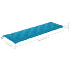 shumee vidaXL Blazina za vrtno klop svetlo modra 180x50x7 cm blago