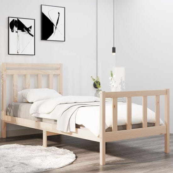 Vidaxl Posteljni okvir iz trdnega lesa 90x190 cm 3FT