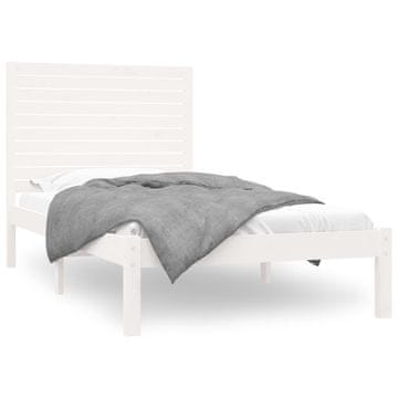 Vidaxl Posteljni okvir bel iz trdnega lesa 90x200 cm