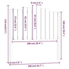 Vidaxl Posteljno vzglavje 106x4x110 cm trdna borovina