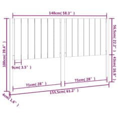 Vidaxl Posteljno vzglavje sivo 155,5x4x100 cm trdna borovina