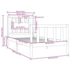 Vidaxl Posteljni okvir iz trdnega lesa 90x190 cm 3FT