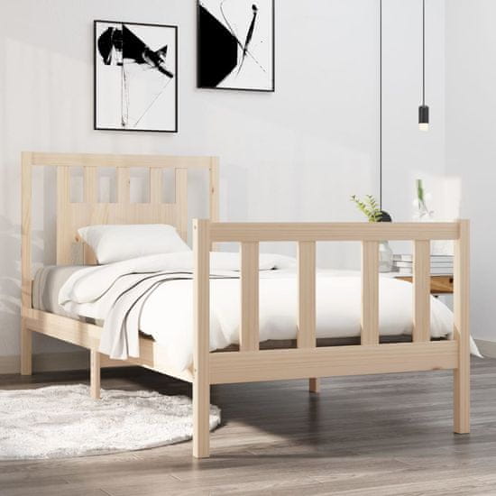 Vidaxl Posteljni okvir iz trdnega lesa 90x190 cm 3FT